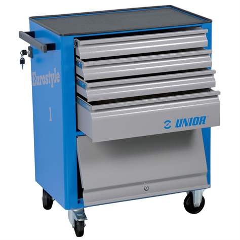 Cărucior de atelier service EUROSTYLE - dulap atelier mobil pentru scule cu sertare, lxLxH: 770 x 440 x 895 mm, 4 sertare - UNIOR Slovenia