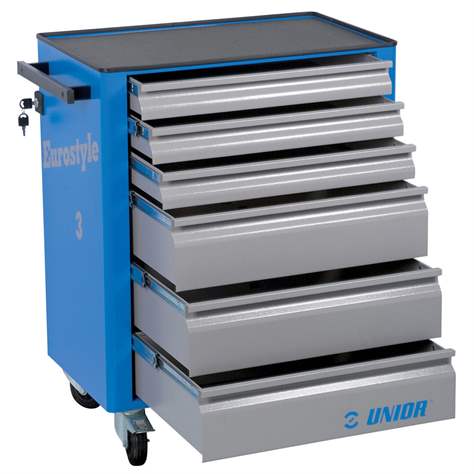 Cărucior de atelier service EUROSTYLE - dulap atelier mobil pentru scule cu sertare, lxLxH: 770 x 440 x 895 mm, 6 sertare - UNIOR Slovenia