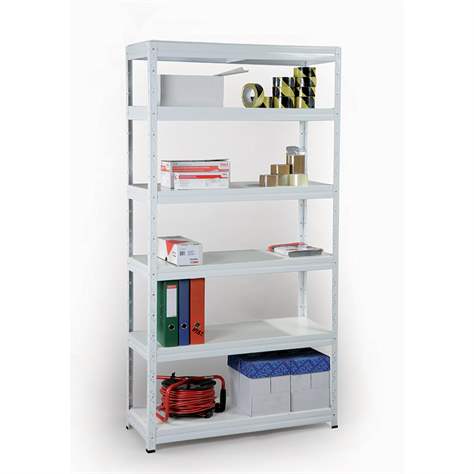 Ökonomisches Steckregal, HxBxT: 2000 x 1000 x 400 mm, 6 Stahlblech-Fachböden je 175 kg, Farbe grau RAL7035 - Kovona Lysa nad Labem - Bild2