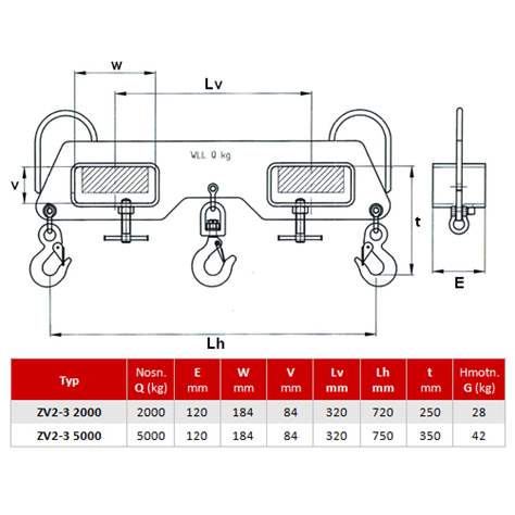 Traversen-Lasthaken für Gabelstapler, Tragfähigkeit 2000 kg - Bild2