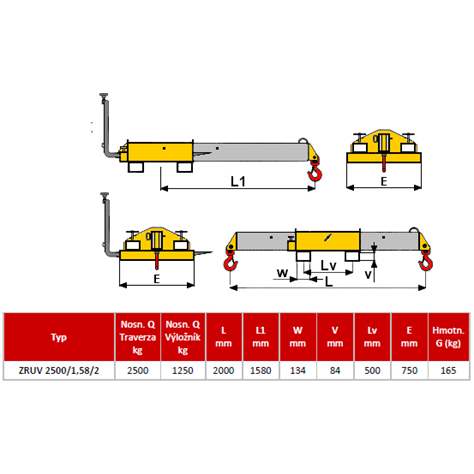 Universelle Hebetraverse für Gabelstapler, Tragfähigkeit 2500 kg - Bild2