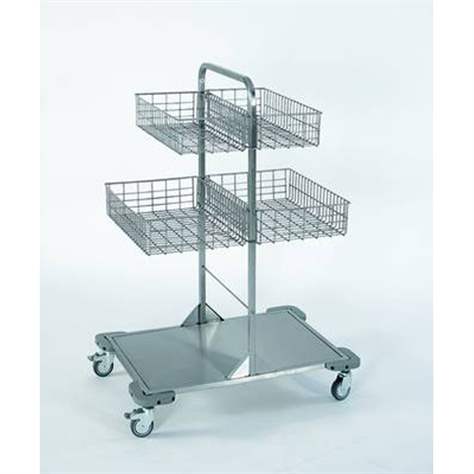 Fahrbare Gitterkorbständer aus Edelstahl, 2x2 Körbe, HxBxT: 1120x830x550 mm