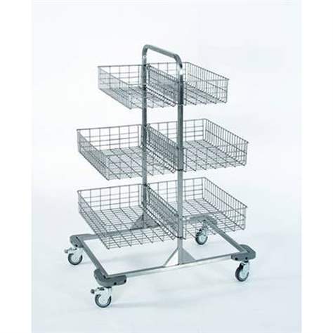 Fahrbare Gitterkorbständer aus Edelstahl, 2x3 Körbe, HxBxT: 1140x830x550 mm