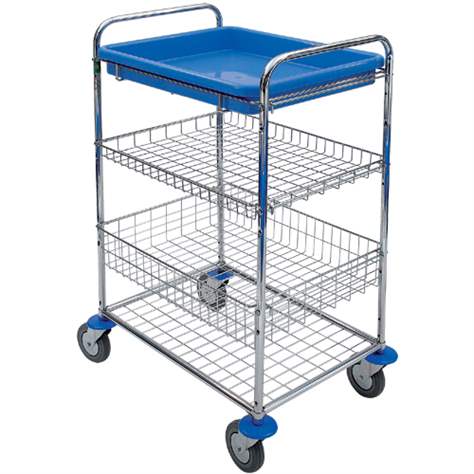 Mehrzweckwagen, 1 Kunststoffwanne, 2 Drahtgitterkörbe, HxLxB: 1110x730x530 mm - Bild5