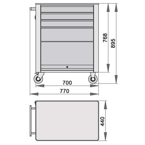 Cărucior de atelier service EUROSTYLE - dulap atelier mobil pentru scule cu sertare, lxLxH: 770 x 440 x 895 mm, 4 sertare - UNIOR Slovenia - imagine5