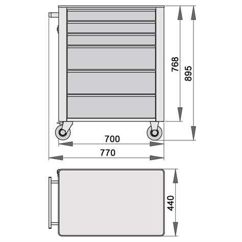 Cărucior de atelier service EUROSTYLE - dulap atelier mobil pentru scule cu sertare, lxLxH: 770 x 440 x 895 mm, 6 sertare - UNIOR Slovenia - imagine5