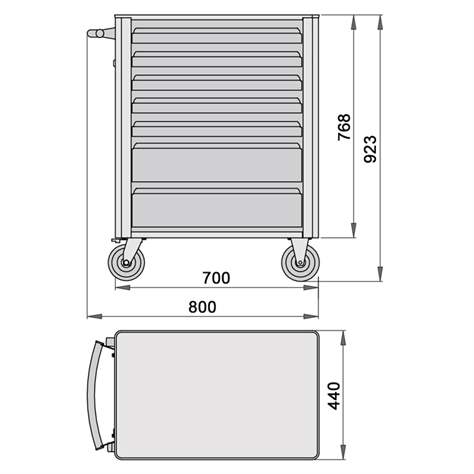 Cărucior scule atelier service EUROVISION, L x l x H: 800 x 440 x 923 mm, 7 sertare și 4 set de scule UNIOR, 127 buc. - UNIOR Slovenia - imagine4