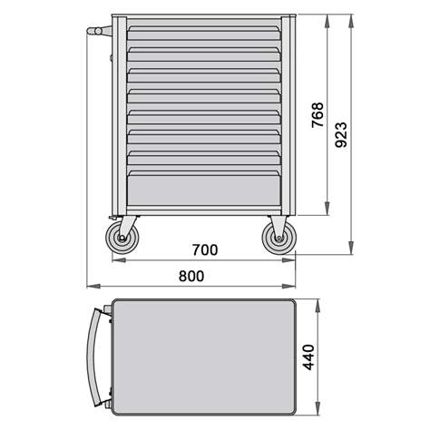 Servicewagen EUROVISION, BxTxH: 800x440x923 mm, 8 Schubladen und 7x Handwerkzeug-Set UNIOR, 324 St. - UNIOR Slovenia - Bild3