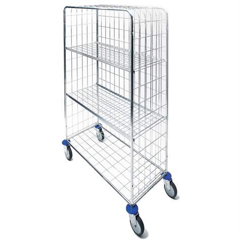 Manipulační vozík drátěný se 2 přestavitelnými policemi, v x d x š: 1500x530x1090 mm