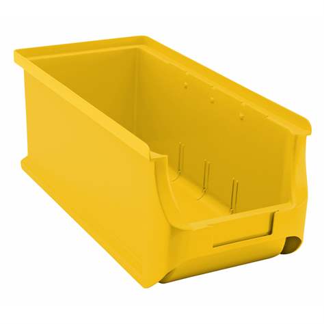 Plastový zásobník s viditelným obsahem, 320 x 150 x 125 mm, barva žlutá, bal. 18 ks