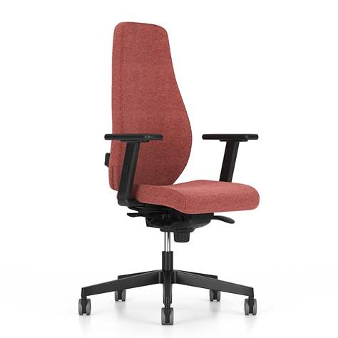 Bürodrehstuhl BJARG, hohe Rückenlehne, Synchronmechanik, Stoffbezug RIVET, Farbe rot - Nowy Styl Group