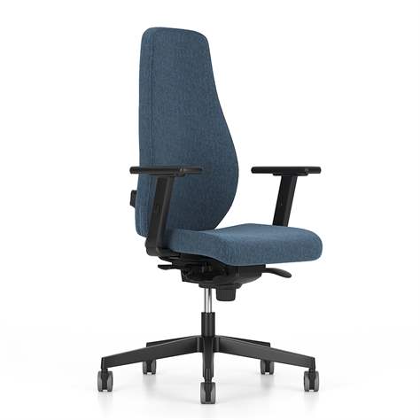 Bürodrehstuhl BJARG, hohe Rückenlehne, Synchronmechanik, Stoffbezug RIVET, Farbe blau - Nowy Styl Group