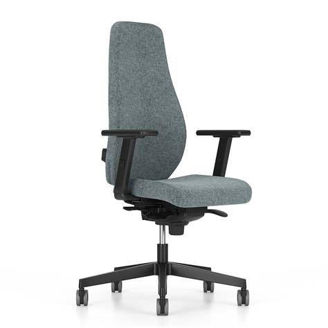 Bürodrehstuhl BJARG, hohe Rückenlehne, Synchronmechanik, Stoffbezug RIVET, Farbe lichtgrau - Nowy Styl Group