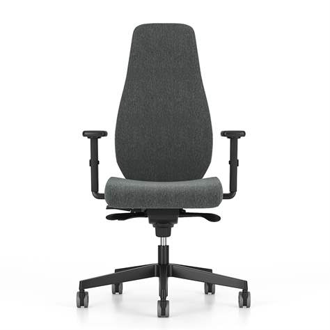 Bürodrehstuhl BJARG, hohe Rückenlehne, Synchronmechanik, Stoffbezug RIVET, Farbe dunkelgrau - Nowy Styl Group - Bild4