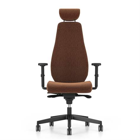 Bürodrehstuhl BJARG mit Kopfstütze, hohe Rückenlehne, Synchronmechanik, Stoffbezug RIVET, Farbe braun - Nowy Styl Group - Bild3