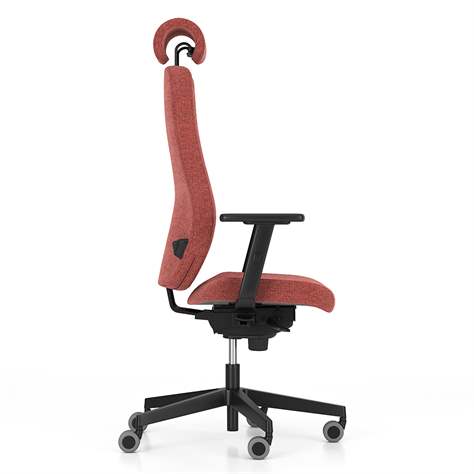 Bürodrehstuhl BJARG mit Kopfstütze, hohe Rückenlehne, Synchronmechanik, Stoffbezug RIVET, Farbe rot - Nowy Styl Group - Bild4