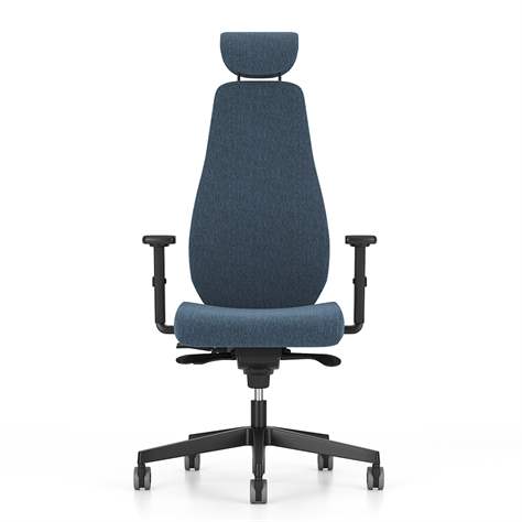 Bürodrehstuhl BJARG mit Kopfstütze, hohe Rückenlehne, Synchronmechanik, Stoffbezug RIVET, Farbe blau - Nowy Styl Group - Bild4