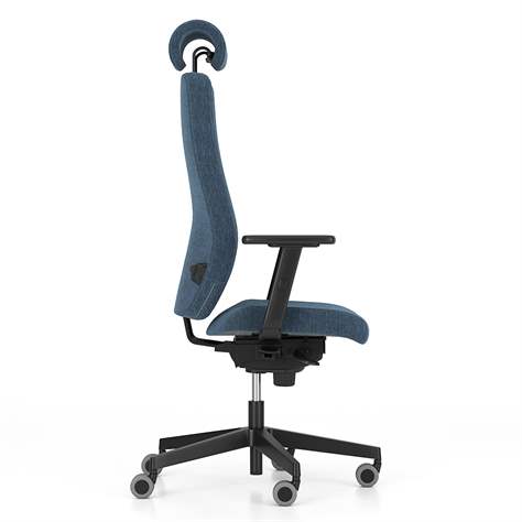 Bürodrehstuhl BJARG mit Kopfstütze, hohe Rückenlehne, Synchronmechanik, Stoffbezug RIVET, Farbe blau - Nowy Styl Group - Bild5