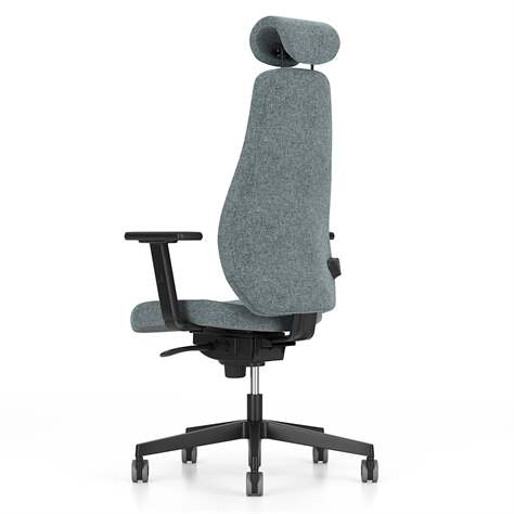 Bürodrehstuhl BJARG mit Kopfstütze, hohe Rückenlehne, Synchronmechanik, Stoffbezug RIVET, Farbe Lichtgrau - Nowy Styl Group - Bild3