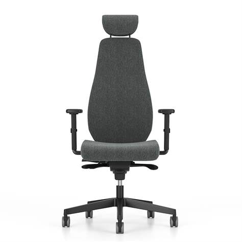 Bürodrehstuhl BJARG mit Kopfstütze, hohe Rückenlehne, Synchronmechanik, Stoffbezug RIVET, Farbe Dunkelgrau - Nowy Styl Group - Bild3