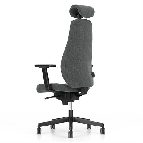 Bürodrehstuhl BJARG mit Kopfstütze, hohe Rückenlehne, Synchronmechanik, Stoffbezug RIVET, Farbe Dunkelgrau - Nowy Styl Group - Bild4