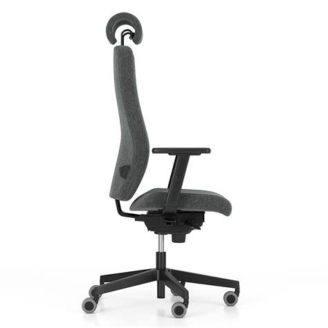 Bürodrehstuhl BJARG mit Kopfstütze, hohe Rückenlehne, Synchronmechanik, Stoffbezug RIVET, Farbe Dunkelgrau - Nowy Styl Group - Bild5