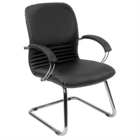 Besucher-Sessel MIRAGE, mit Armlehnen, Stahlrahmen verchromt, Lederbezug - schwarz - Nowy Styl Group