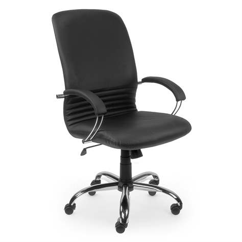 Manager-Sessel MIRAGE, mit Armlehnen, Stahlgestell verchromt, Lederbezug - schwarz - Nowy Styl Group
