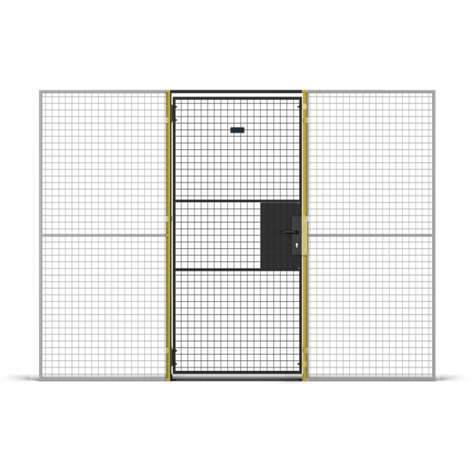 Einflügeltür (für Maschinenschutzgitter), Breite 1000 mm, Säulen Gelb/Tür Schwarz - TROAX CZ, s.r.o.