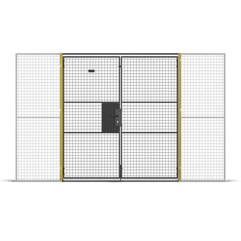 Doppelflügeltür (für Maschinenschutzgitter), Breite 2000 mm, Säulen Gelb/Tür Schwarz - TROAX CZ, s.r.o.
