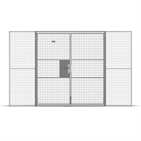 Doppelflügeltür (für Maschinenschutzgitter), Breite 2000 mm, Säulen Grau/Tür Grau - TROAX CZ, s.r.o.