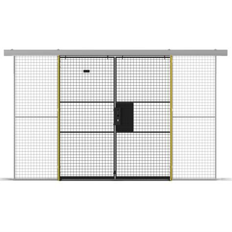 Doppelschibetür (für Maschinenschutzgitter), Breite 2000 mm, Säulen Gelb/Tür Schwarz - TROAX CZ, s.r.o.