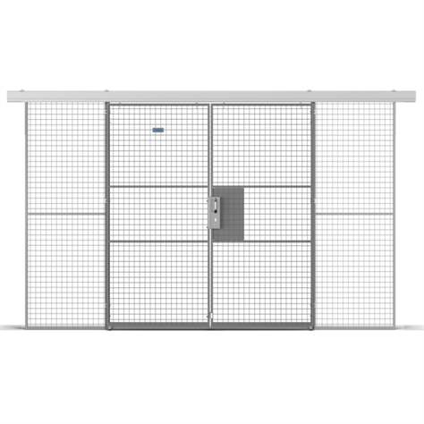 Doppelschibetür (für Maschinenschutzgitter), Breite 2000 mm, Säulen Grau/Tür Grau - TROAX CZ, s.r.o.