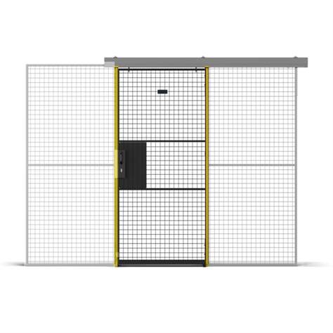 Einfache Schibetür (für Maschinenschutzgitter), Breite 1000 mm, Säulen Gelb/Tür Schwarz - TROAX CZ, s.r.o.