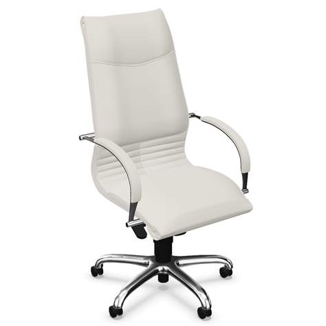 Manager-Sessel ARTUS mit Armlehnen, Stahlgestell verchromt, Weichlederbezug - Lichtgrau - Nowy Styl Group