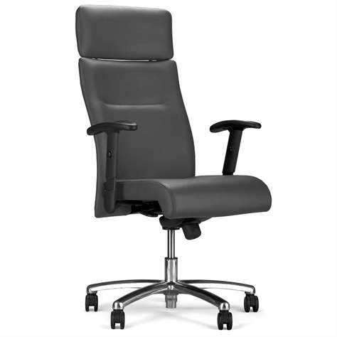 Manager-Sessel NEO-LUX mit Armlehnen, Stahlgestell verchromt, Kunstlederbezug - Dunkelgrau - Nowy Styl Group