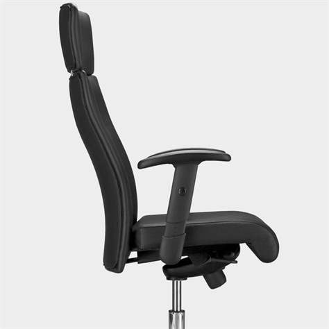 Manager-Sessel NEO-LUX mit Armlehnen, Stahlgestell verchromt, Weichlederbezug - Schwarz - Nowy Styl Group - Bild4