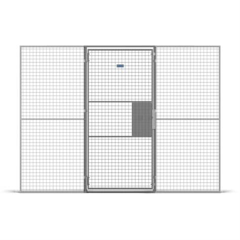 Einflügeltür für Vorhängeschloss, HxB: 3000x1000 mm, Maschenweite 50x50 mm, Farbe Grau - TROAX CZ, s.r.o.