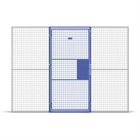 Einflügeltür für Vorhängeschloss, HxB: 2200x1000 mm, Maschenweite 50x50 mm, Farbe Blau - TROAX CZ, s.r.o.