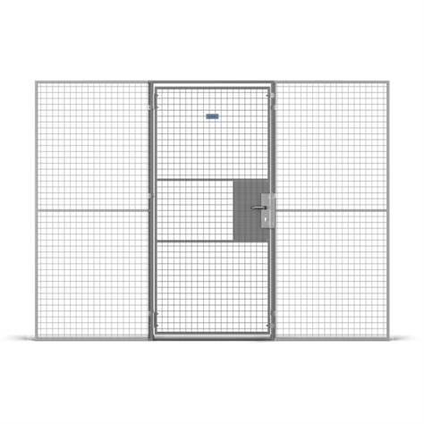 Einflügeltür mit Griff (Euro-Zylinderschloss), HxB: 3000x1000 mm, Maschenweite 25x25 mm, Farbe Grau - TROAX CZ, s.r.o.