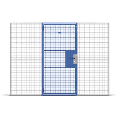 Einflügeltür mit Griff (Euro-Zylinderschloss), HxB: 2200x1000 mm, Maschenweite 25x25 mm, Farbe Blau - TROAX CZ, s.r.o.