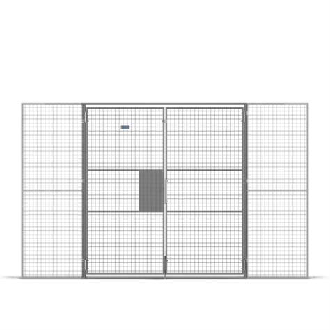 Zweiflügeltür für Vorhängeschloss, HxB: 3000x2000 mm, Maschenweite 25x25 mm, Farbe Grau - TROAX CZ, s.r.o.