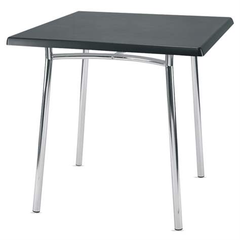 Konferenztisch TIRAMISU, 800 x 800 mm, Gestell verchromt, Tischplatte schwarz - Nowy Styl Group