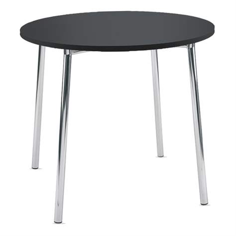 Konferenztisch TIRAMISU, Durchmesser 800 mm, Gestell verchromt, Tischplatte schwarz - Nowy Styl Group