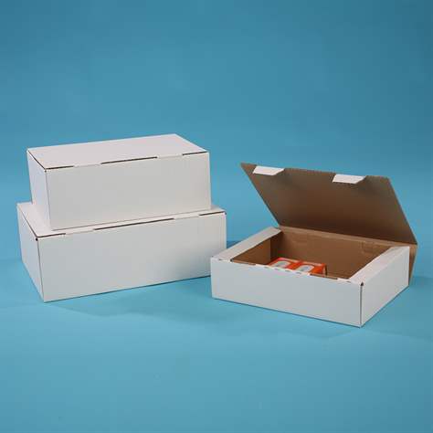 Cutie din carton pliabil, ștanțată, alb, LxlxH: 400x250x150 mm, unitate ambalare 25 buc.