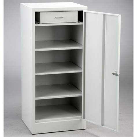 Dulap atelier, structură ușoară și joasă - mobilier oragnizator metalic, HxLxl: 1000x450x400 mm, 1 sertar, 3 polițe, gri RAL7035/ RAL7035 - Kovos Verneřice