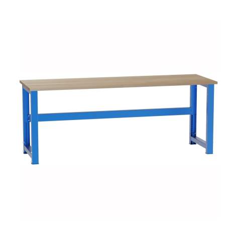 Banc de lucru atelier cu reglare pe înălțime LxlxH 2100x700x827-1027 mm Kovona, albastru RAL5012 - Kovona Lysa nad Labem