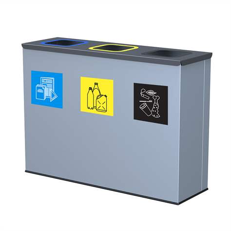 EKO STATION - Sammelstation für Abfalltrennung, Volumen 3 x 60 l, Farbe Grau - Alda S.A.