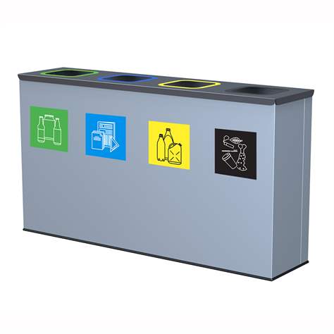 EKO STATION - Sammelstation für Abfalltrennung, Volumen 4 x 60 l, Farbe Grau - Alda S.A.