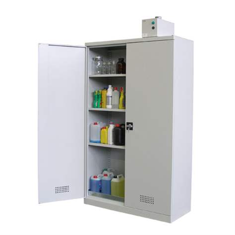 Chemikalienschrank mit Lüftunganschluss, H x B x T: 1970 x 1200 x 530 mm, Grau, Bodenwanne, ohne Fachboden - Malow - Bild4